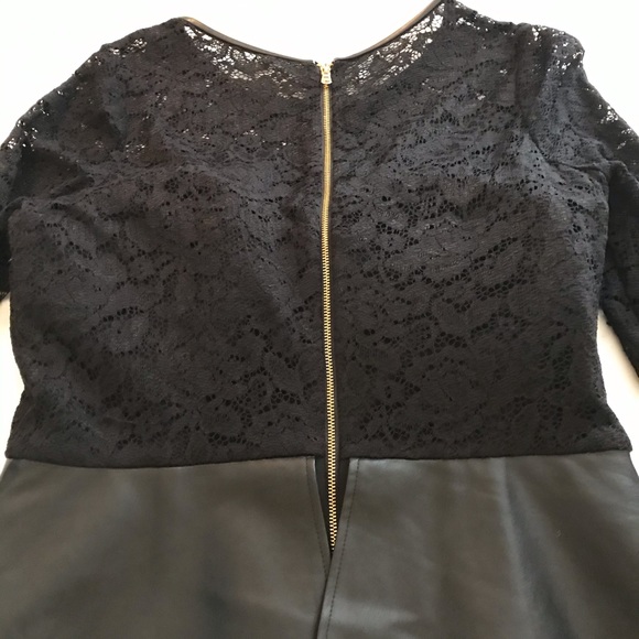 Guess Black Leather and Lace Peplum Dress 12 - Picture 5 of 5